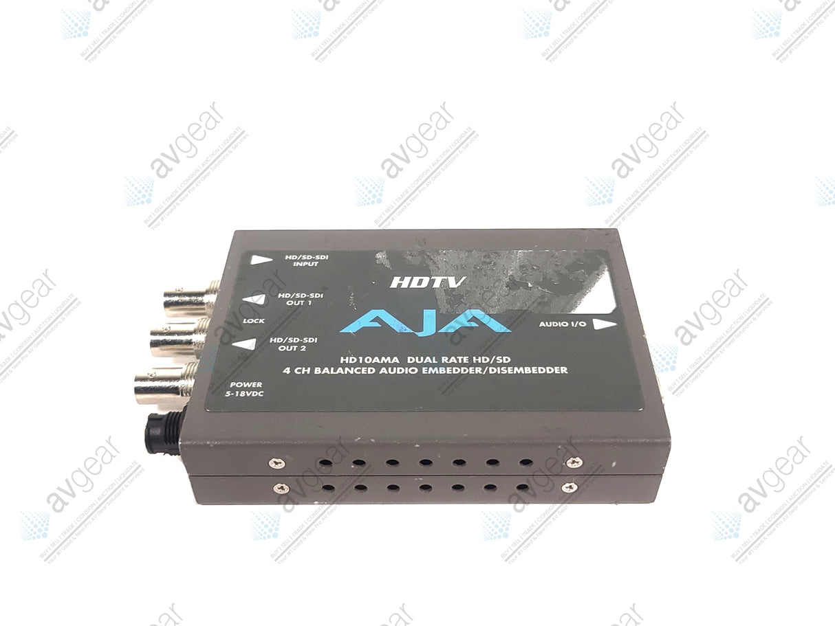 AJA HD10AMA HD/SD-SDI 4 Channel Analog Audio Embedder/Disembedder w/ Breakout Cable