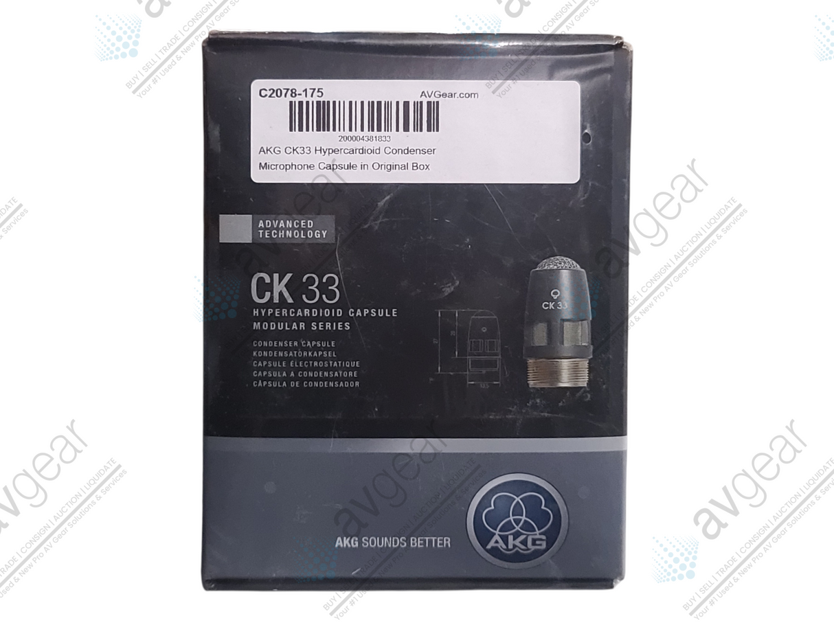 AKG CK33 Hypercardioid Condenser Microphone Capsule (NEW) in Original Box