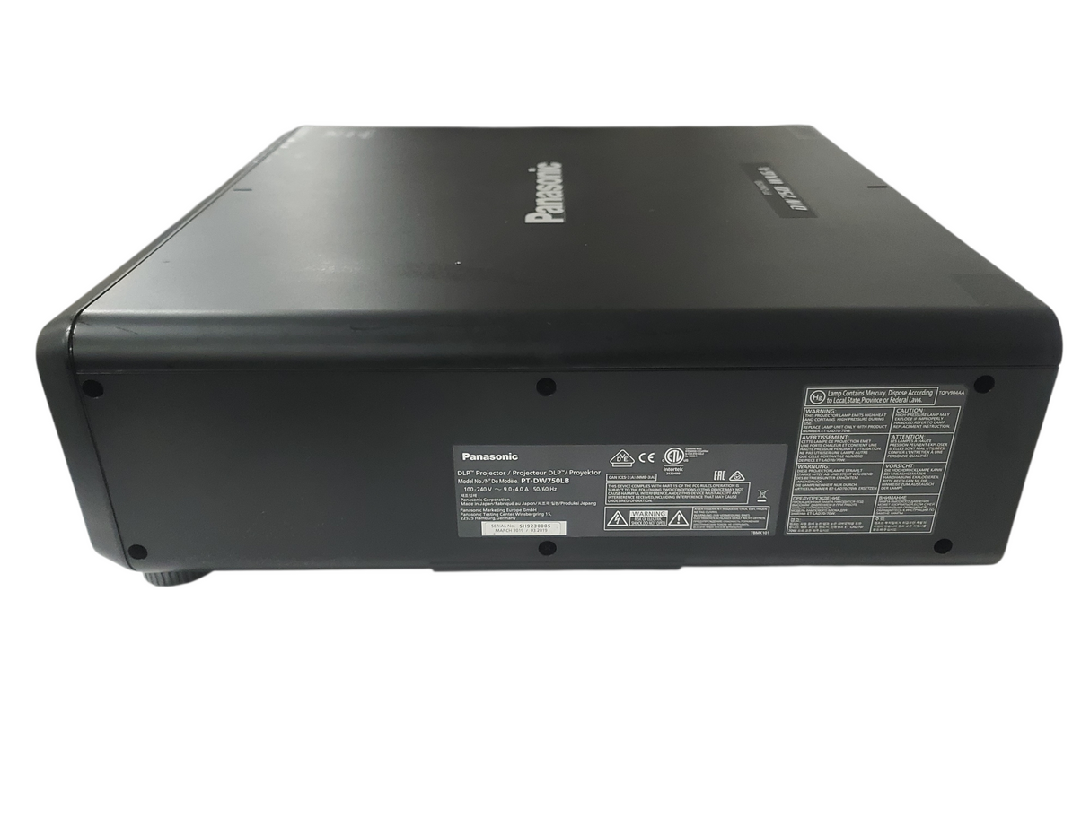 Panasonic PT-DW750LB 7,000 Lumens WXGA 1-Chip DLP (Lamp 1 1665 & Lamp 2 1666) [NO LENS] Projector in Wheeled Pull Behind Case