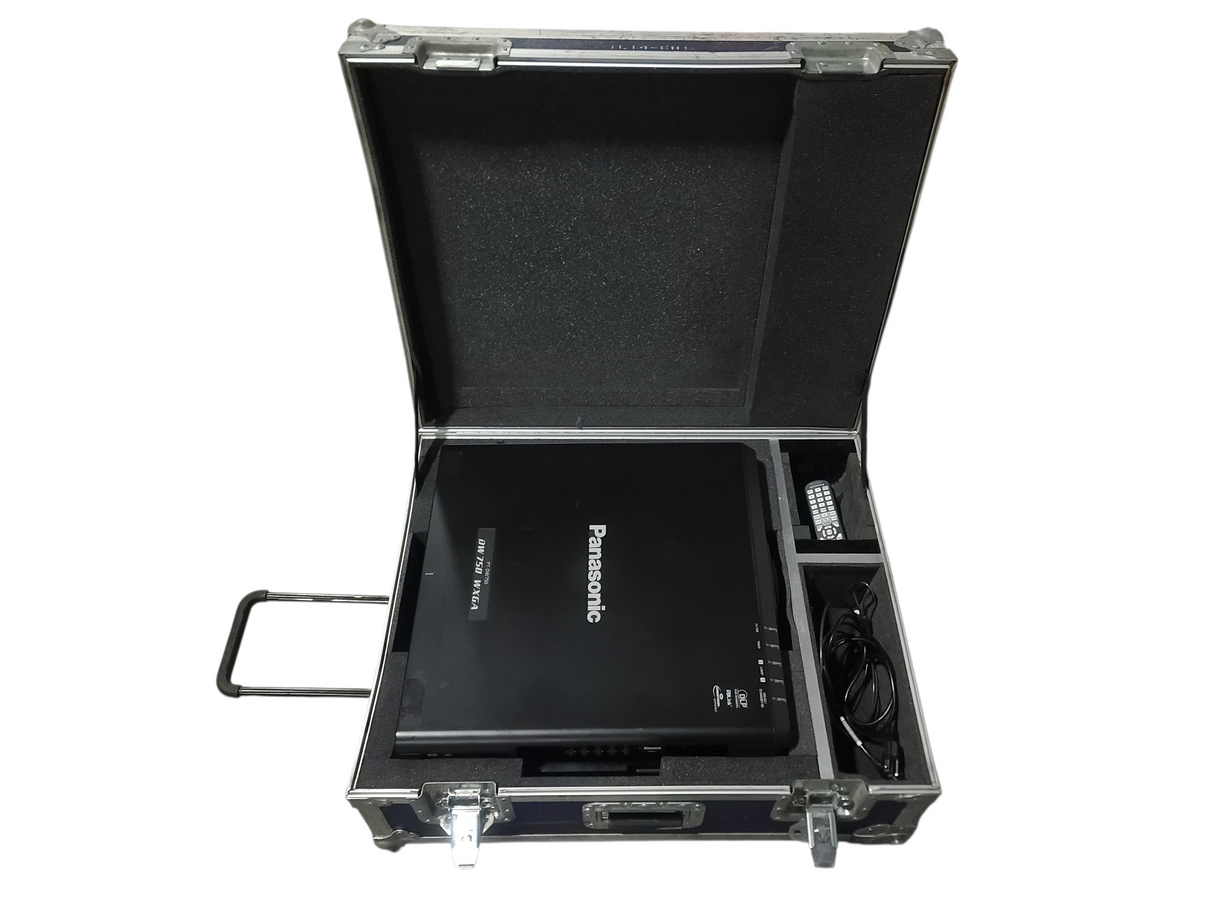 Panasonic PT-DW750LB 7,000 Lumens WXGA 1-Chip DLP (Lamp 1 2685 & Lamp 2 2675) [NO LENS] Projector in Wheeled Pull Behind Case