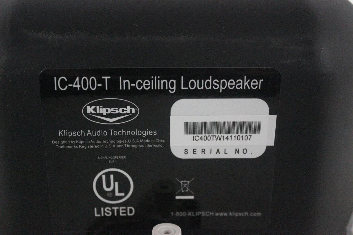 (2) Klipsch IC-400-T 70/100V Commercial 5" 2-Way In-Ceiling Loudspeakers (NEW-OPENED BOX)