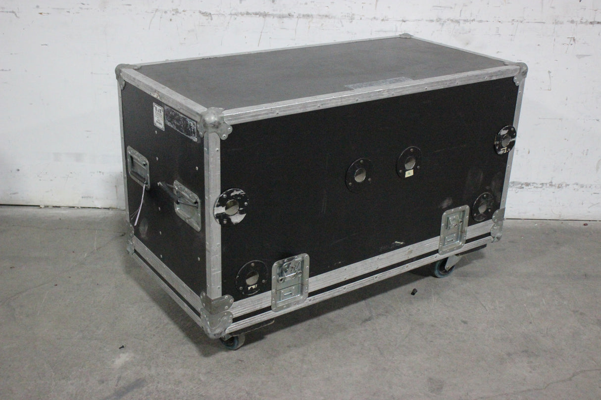 (2) MacPherson Monolith Bi-Amp Speakers w/ Rigging Hardware in Wheeled Road Case (For Parts)