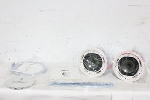 (2) Tannoy CMS 801DC BM Ceiling Monitor Loud Speakers w/ (2) Grilles, (2) Rails &amp; (2) Cut Out Templates