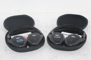 (2) Williams Sound WIR RX15-2 Dual-Channel Infrared Wireless Headphones (2.3 or 2.8 MHz) w/ (2) Vinyl Zipper Cases