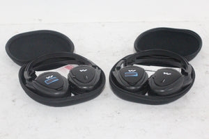 (2) Williams Sound WIR RX15-2 Dual-Channel Infrared Wireless Headphones (2.3 or 2.8 MHz) w/ (2) Vinyl Zipper Cases