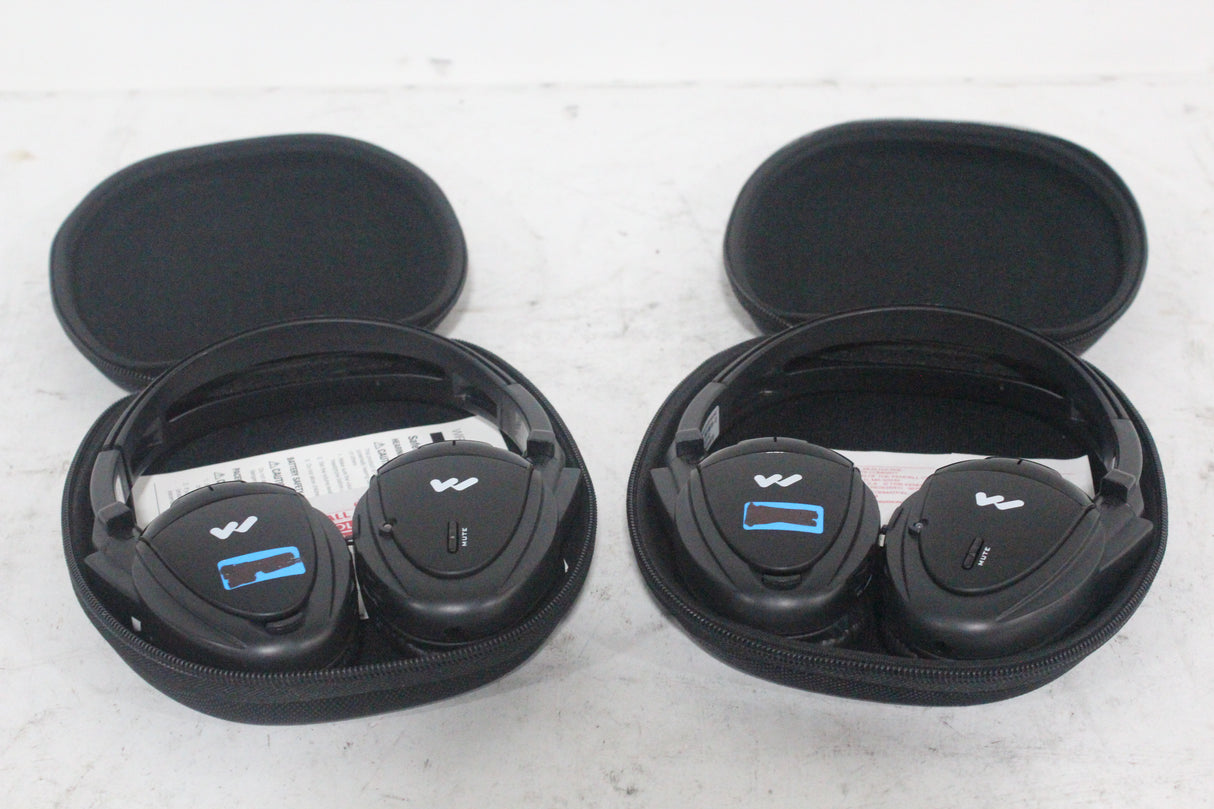 (2) Williams Sound WIR RX15-2 Dual-Channel Infrared Wireless Headphones (2.3 or 2.8 MHz) w/ (2) Vinyl Zipper Cases