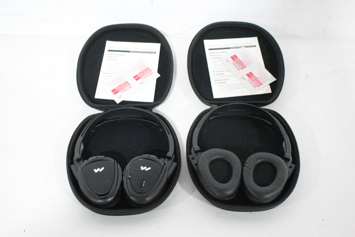 (2) Williams Sound WIR RX15-2 Dual-Channel Infrared Wireless Headphones (2.3 or 2.8 MHz) w/ (2) Vinyl Zipper Cases