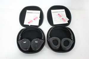 (2) Williams Sound WIR RX15-2 Dual-Channel Infrared Wireless Headphones (2.3 or 2.8 MHz) w/ (2) Vinyl Zipper Cases