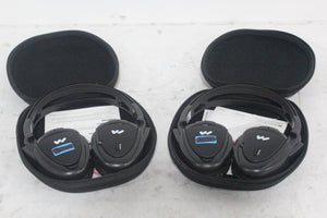 (2) Williams Sound WIR RX15-2 Dual-Channel Infrared Wireless Headphones (2.3 or 2.8 MHz) w/ (2) Vinyl Zipper Cases