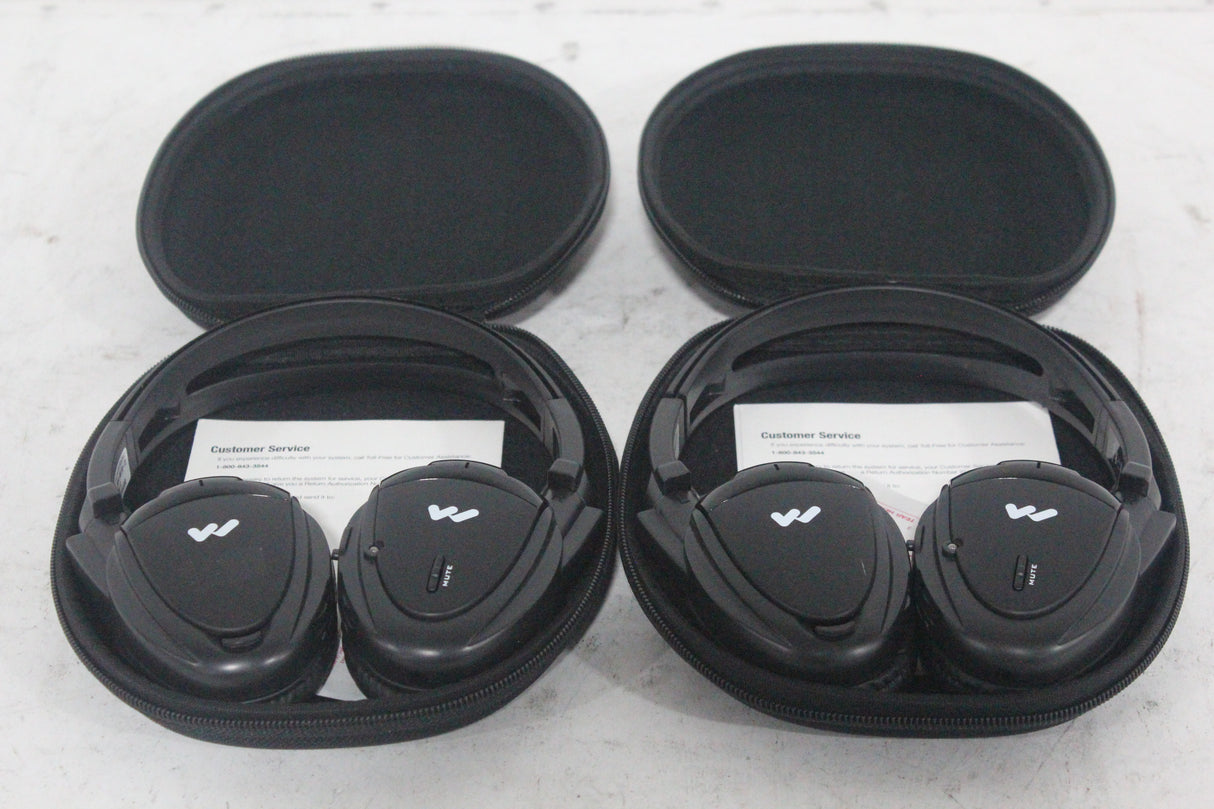 (2) Williams Sound WIR RX15-2 Dual-Channel Infrared Wireless Headphones (2.3 or 2.8 MHz) w/ (2) Vinyl Zipper Cases