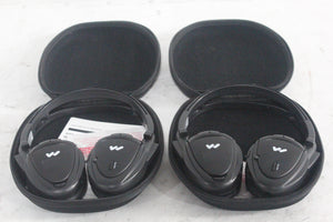 (2) Williams Sound WIR RX15-2 Dual-Channel Infrared Wireless Headphones (2.3 or 2.8 MHz) w/ (2) Vinyl Zipper Cases