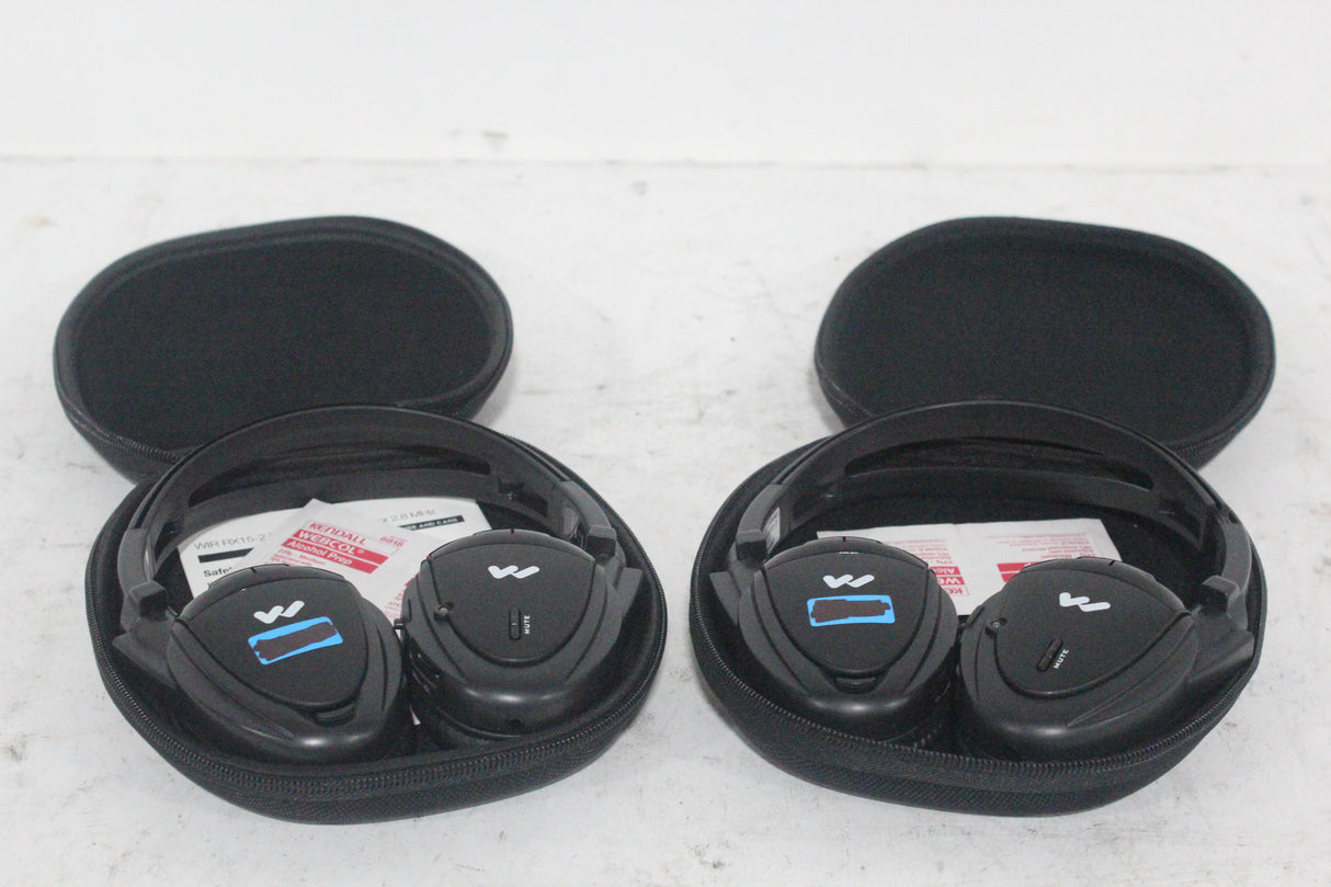 (2) Williams Sound WIR RX15-2 Dual-Channel Infrared Wireless Headphones (2.3 or 2.8 MHz) w/ (2) Vinyl Zipper Cases