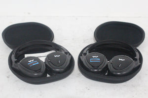 (2) Williams Sound WIR RX15-2 Dual-Channel Infrared Wireless Headphones (2.3 or 2.8 MHz) w/ (2) Vinyl Zipper Cases