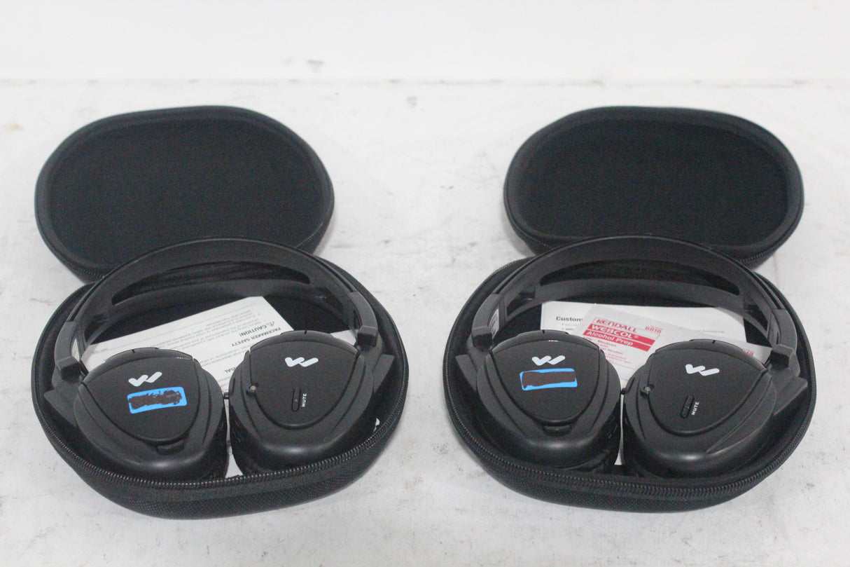 (2) Williams Sound WIR RX15-2 Dual-Channel Infrared Wireless Headphones (2.3 or 2.8 MHz) w/ (2) Vinyl Zipper Cases