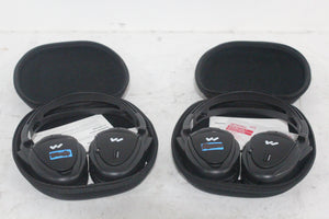 (2) Williams Sound WIR RX15-2 Dual-Channel Infrared Wireless Headphones (2.3 or 2.8 MHz) w/ (2) Vinyl Zipper Cases