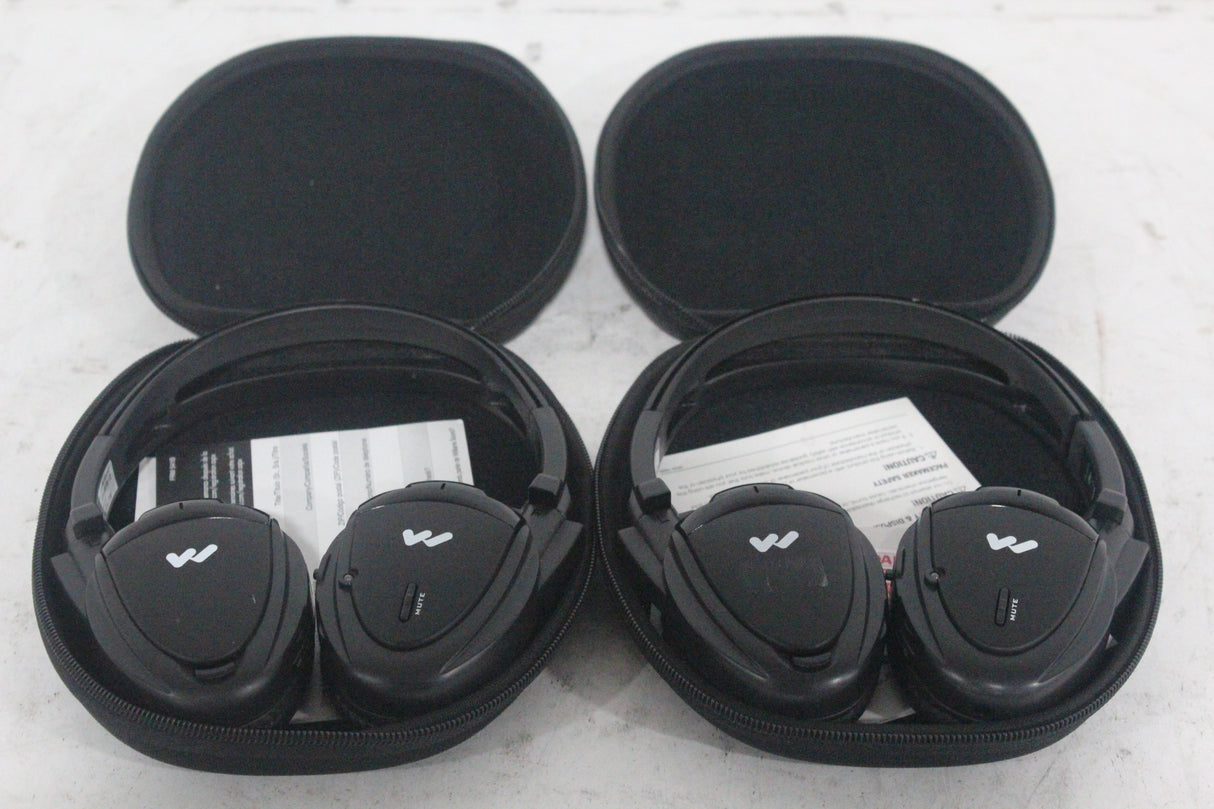 (2) Williams Sound WIR RX15-2 Dual-Channel Infrared Wireless Headphones (2.3 or 2.8 MHz) w/ (2) Vinyl Zipper Cases