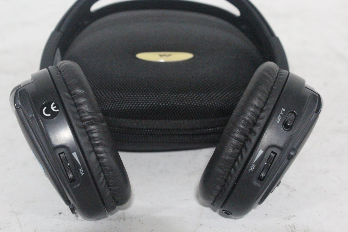 (2) Williams Sound WIR RX15-2 Dual-Channel Infrared Wireless Headphones (2.3 or 2.8 MHz) w/ (2) Vinyl Zipper Cases