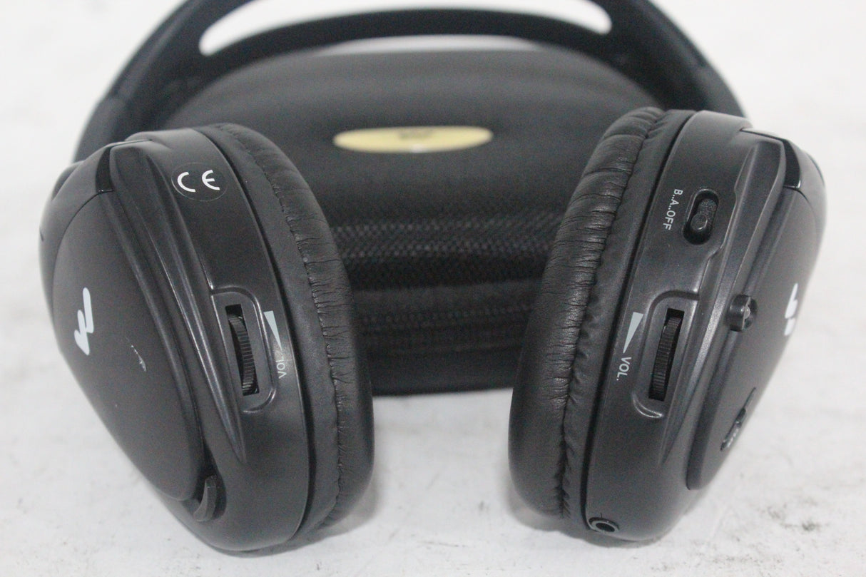 (2) Williams Sound WIR RX15-2 Dual-Channel Infrared Wireless Headphones (2.3 or 2.8 MHz) w/ (2) Vinyl Zipper Cases