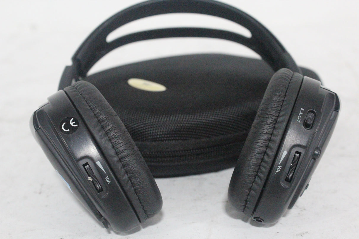 (2) Williams Sound WIR RX15-2 Dual-Channel Infrared Wireless Headphones (2.3 or 2.8 MHz) w/ (2) Vinyl Zipper Cases