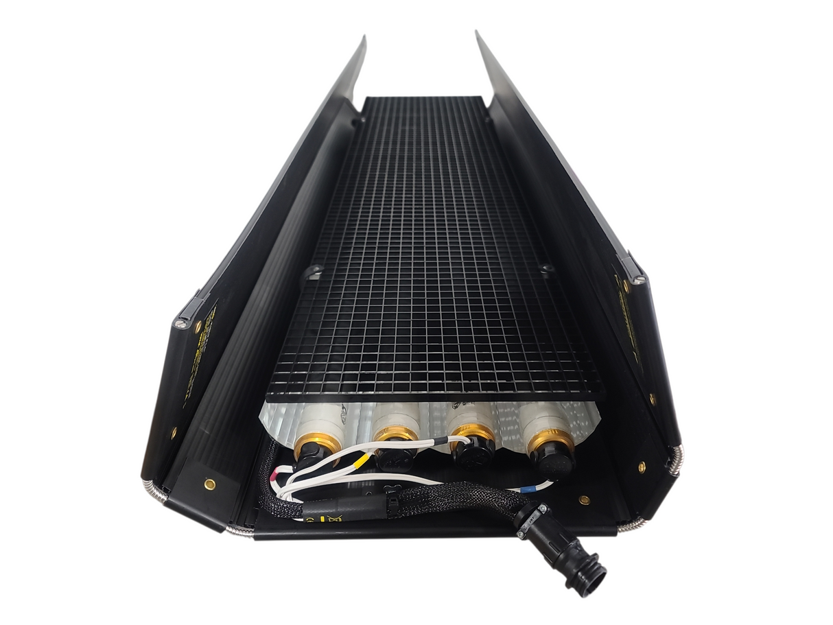 (2) Kino Flo 4-Bank Fixture & Ballast Kit w/ (18)  Spare Bulbs, ( 2) Mounting Arms, (2) PSU Banks ad Cables in Wheeled Pull Behind Case
