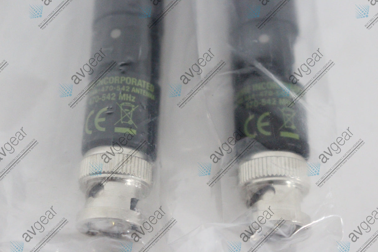 (2) Shure UA8-470-542 1/2 Wave Omnidirectional Receiver Antennas (470-542 MHz)