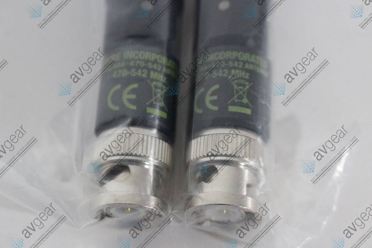 (2) Shure UA8-470-542 1/2 Wave Omnidirectional Receiver Antennas (470-542 MHz)