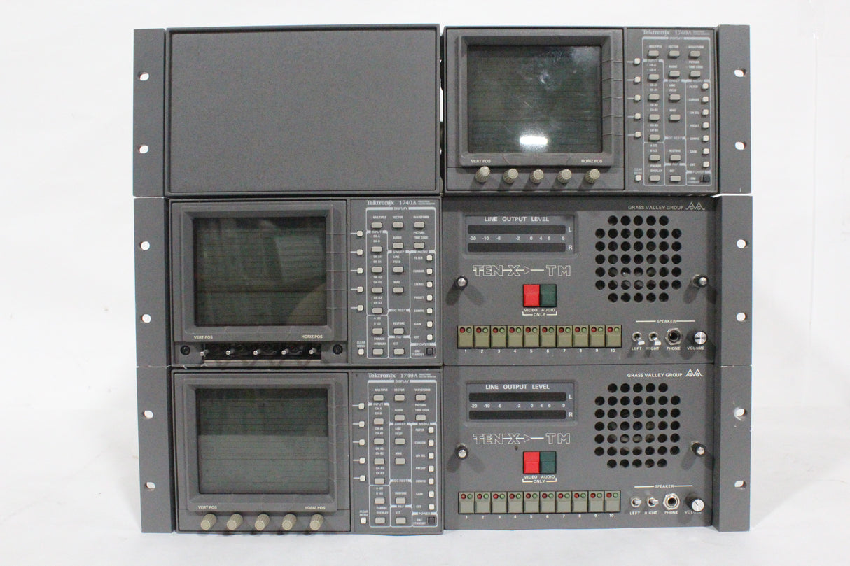 (3) Tektronix 1740A in Racking Console/(2) Grass Valley Group TEN X TM