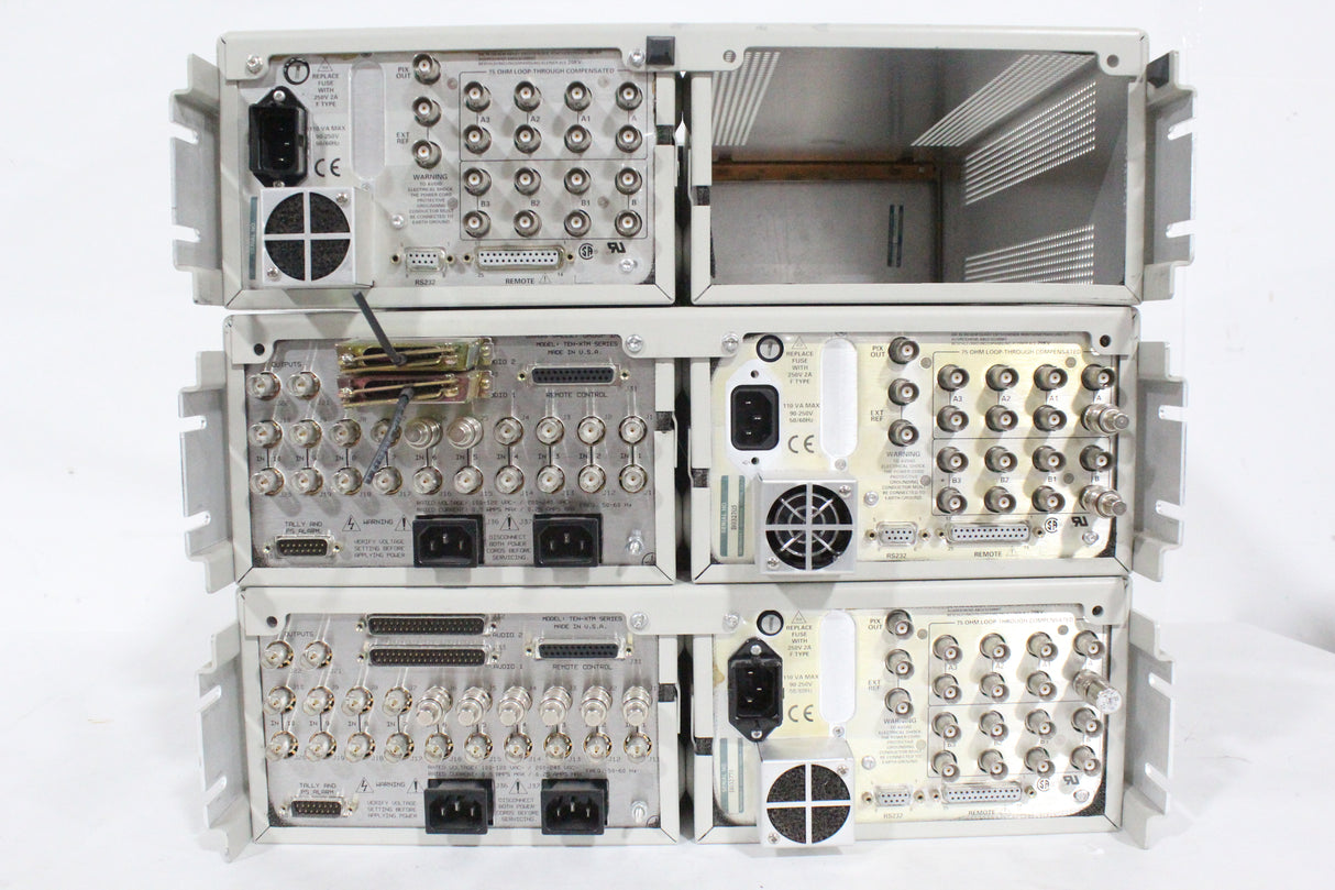 (3) Tektronix 1740A in Racking Console/(2) Grass Valley Group TEN X TM