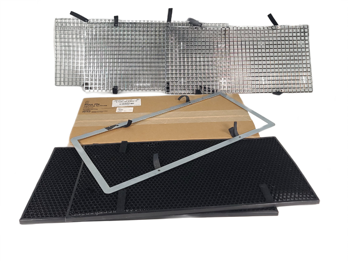 (3) Kino Flo 90 & (3) Kino Flo 400 Degree Louver w/ Metal Plate