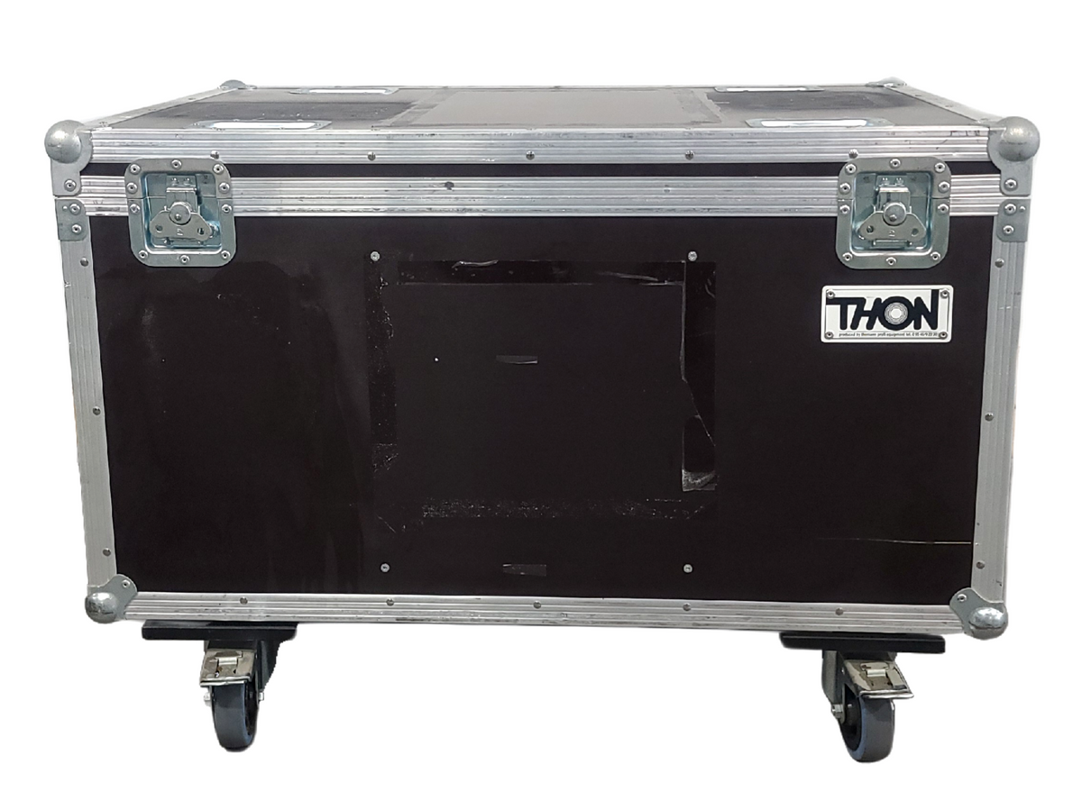(5) Eurolite LED THA-100F COB 3200K Pro COB Spot Lights w/ (5) Mounting Brackets, (5) Safety Cables, (11) Jail Frames, & (5) Barn Door in Wheeled Road Case