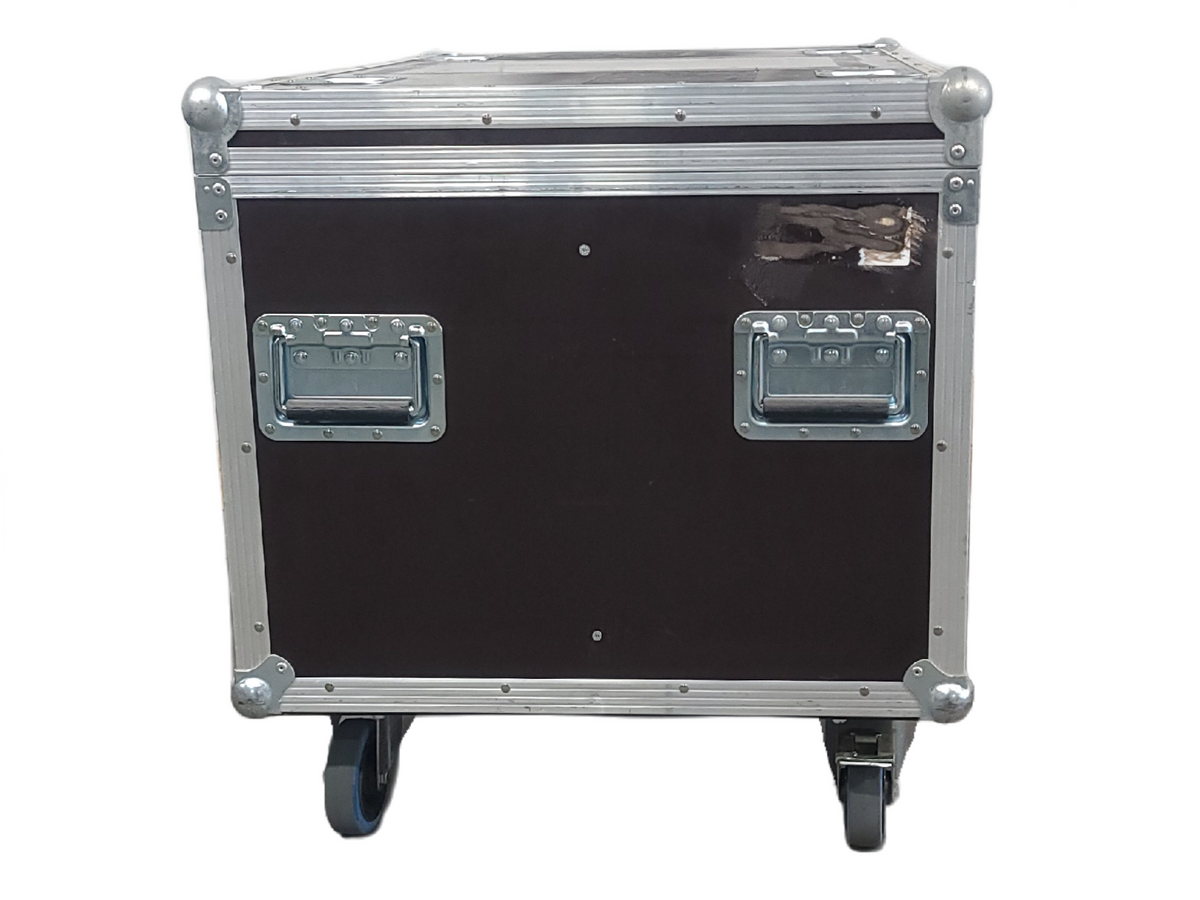 (5) Eurolite LED THA-100F COB 3200K Pro COB Spot Lights w/ (5) Mounting Brackets, (5) Safety Cables, (11) Jail Frames, & (5) Barn Door in Wheeled Road Case