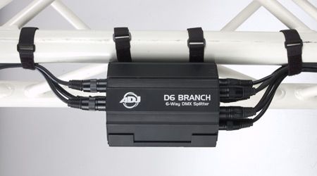 ADJ D6B774 D6 Branch Truss-Mounted 6-Way 3-Pin DMX Splitter and Amplifier (Discontinued)