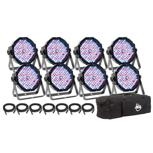 ADJ MEG890 Mega Flat Pak 8 8x Mega Par Profile Plus LED Pars, 7x DMX Cable, and Bag