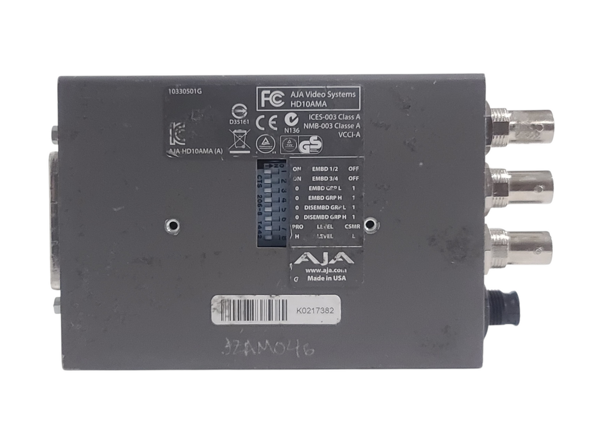 AJA HD10AMA Dual Rate HD/SD 4 Channel Balanced Audio Embedder/Disembedder