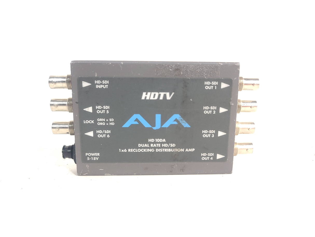 AJA HD10DA Dual Rate HD/SD 1x6 Reclocking Distribution Amp - NO PSU