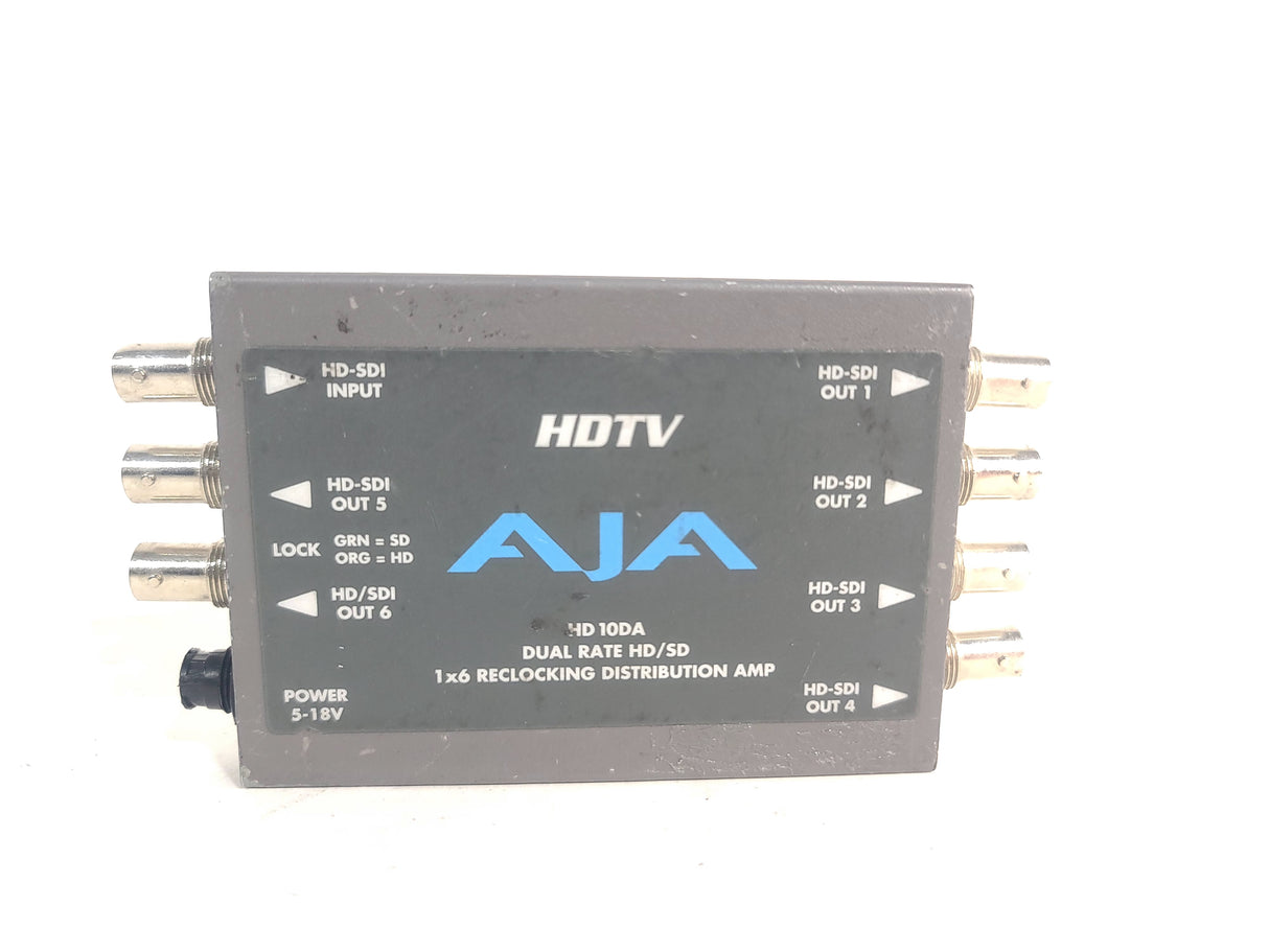 AJA HD10DA Dual Rate HD/SD 1x6 Reclocking Distribution Amp - NO PSU