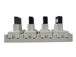 Alexander Technologies UBC30000 4 Slot Universal Battery Charger w/ (4) Alexander Technologies UBCPRD0002343L02, (4) RTS Rechargeable Li-Ion Battery Pack