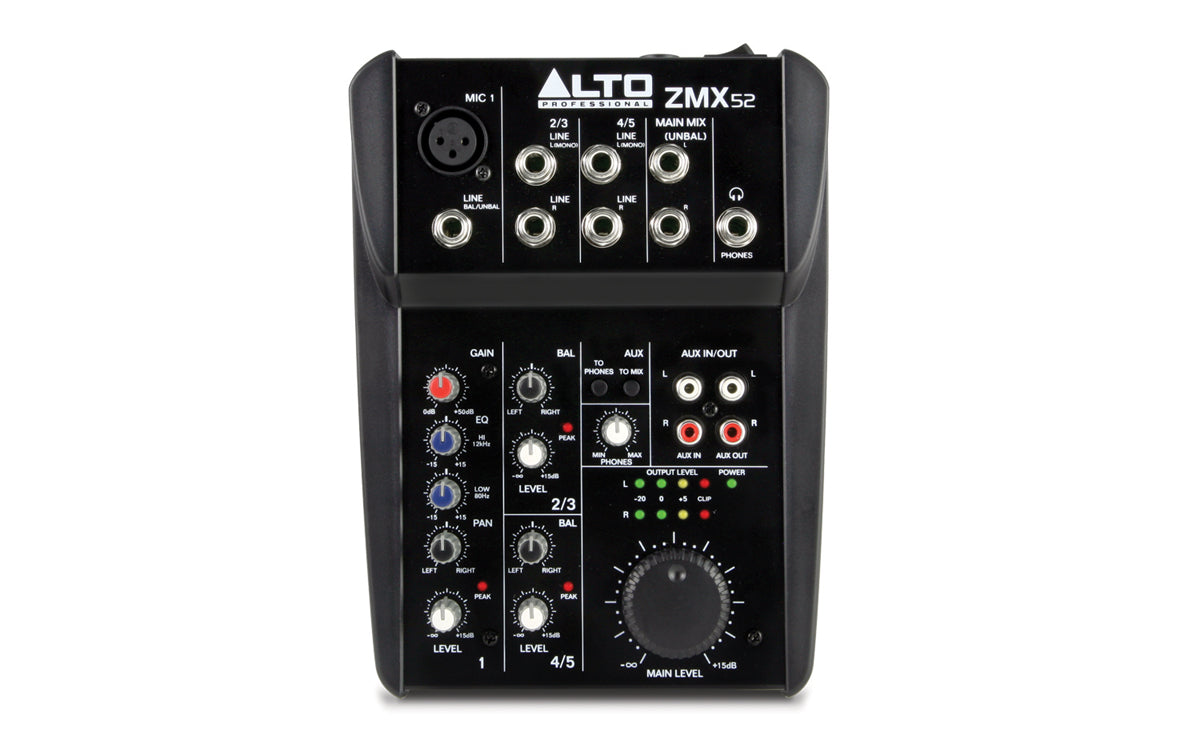Alto Professional ZMX52 Studio Quality 5 Channel Compact Audio Mixing Desk