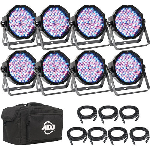 American DJ Mega Flat Pak 8 Plus 8x Mega Par Profile Plus LED Pars, 7x DMX Cable, and Bag [B-Stock]
