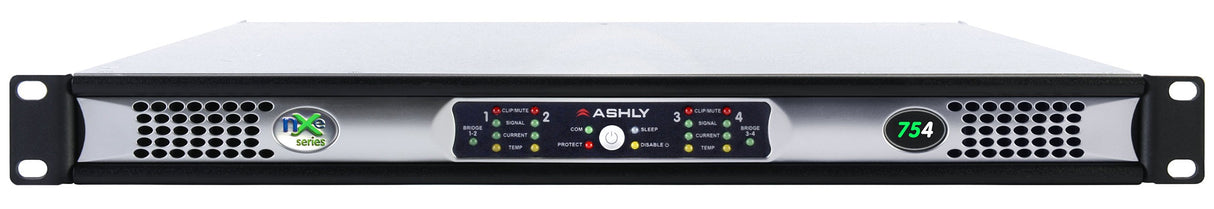 Ashly nXe754BD 4-Channel Network Power Amplifier with OPDante and OPDAC4 Option Cards