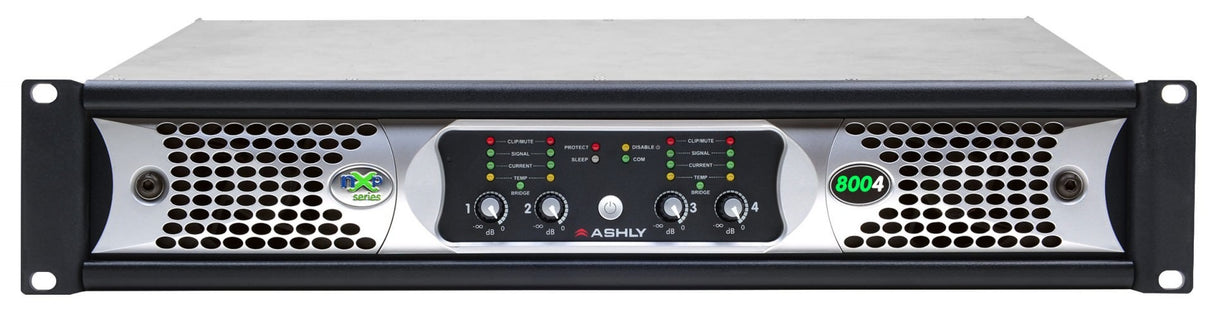 Ashly nXp8004D 4-Channel Network Power Amplifier, 800W at 2 Ohms with Protea DSP & OPDante Card