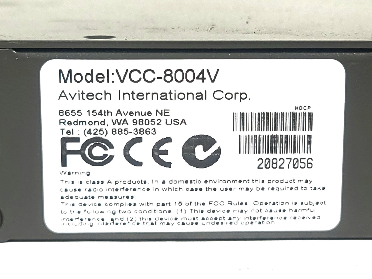 Avitech VCC-8004V Video Control Center