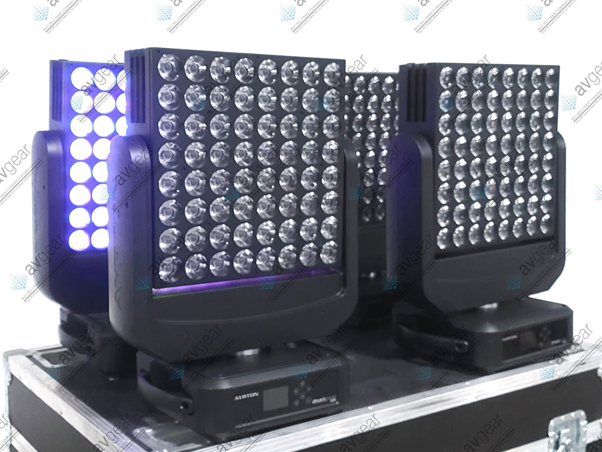 (4) Ayrton Dream Panel Twin Moving LED Lights w/ (4) PSU Cables in Wheeled Hard Case