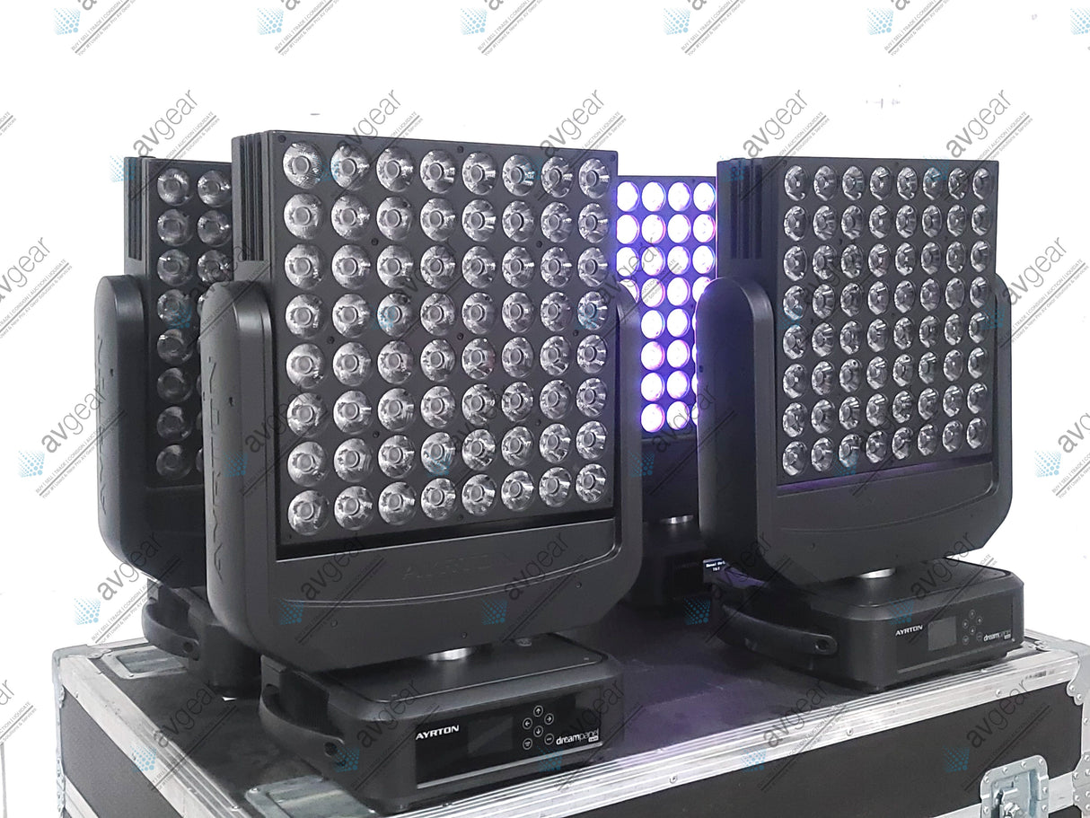 (4) Ayrton Dream Panel Twin Moving LED Lights w/ (4) PSU Cables in Wheeled Hard Case
