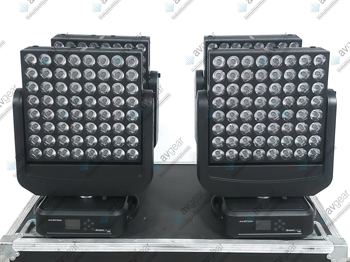 (4) Ayrton Dream Panel Twin Moving LED Lights w/ (4) PSU Cables in Wheeled Hard Case