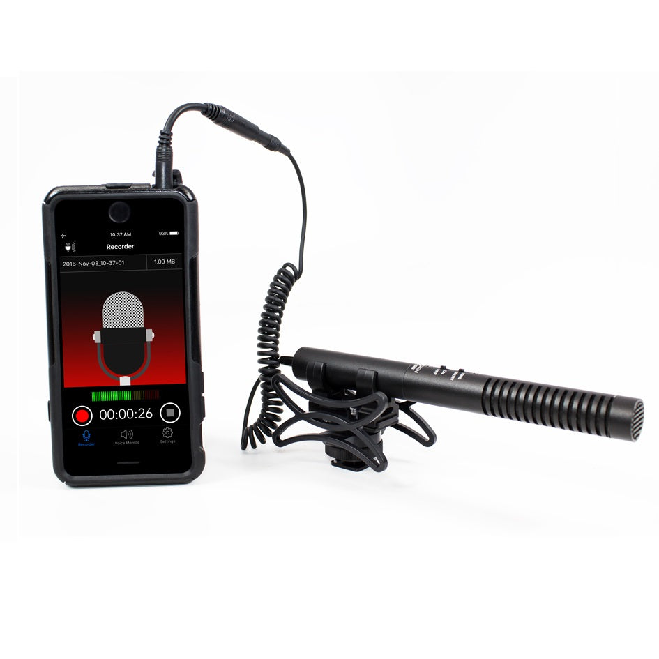 Azden AZDEN-SGM-990+I 2-Position Shotgun Mic w/ TRRS Adapter for iOS