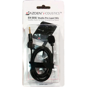 Azden AZDEN-EX-503i Pro Studio Lapel Mic w/ TRRS Plug for iOS & Android