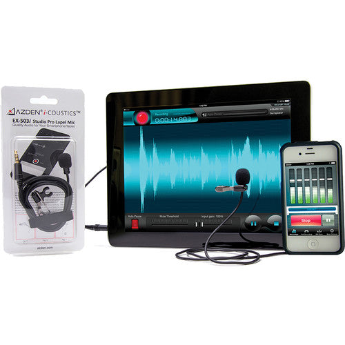 Azden AZDEN-EX-503i Pro Studio Lapel Mic w/ TRRS Plug for iOS & Android