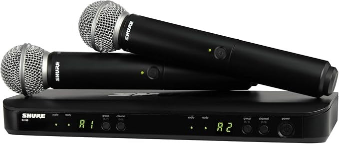 Shure BLX288 Dual-Channel Wireless Handheld Microphone System with SM58 Capsule J11: 596-616MHz