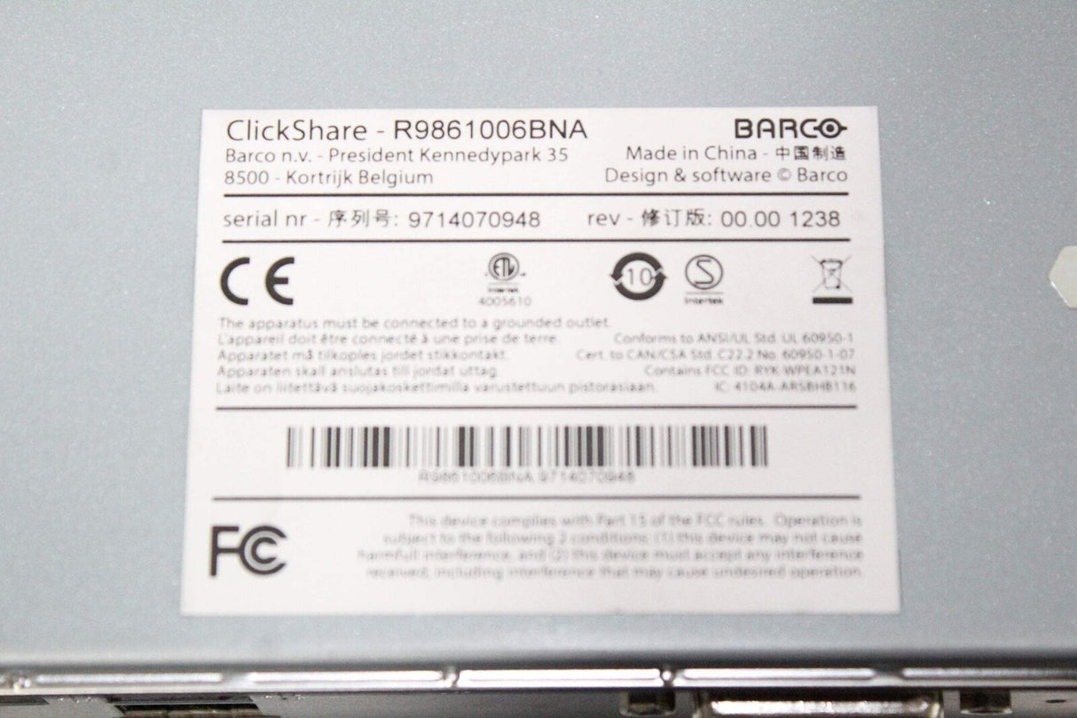 Barco R9861006BNA ClickShare CSC-1 Wireless Base Station Processing Unit